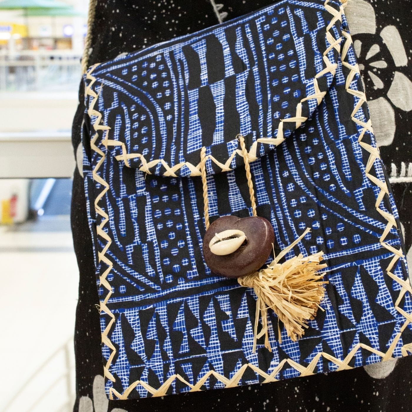 Traditional shoulder bag with Ndop pattern