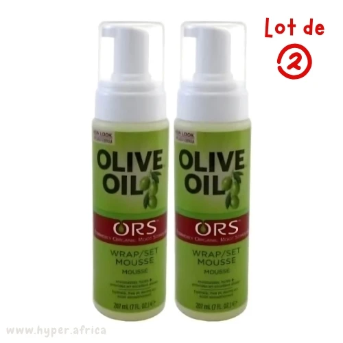ORS Olive Oil Wrap/Set Mousse 207ml – Mousse Coiffante Légère à l’Huile d’Olive pour Cheveux Lisses, Brillants et Faciles à Coiffer – Pour Coiffures Séchées au Casque, Mises en Plis et Coiffures Structurées